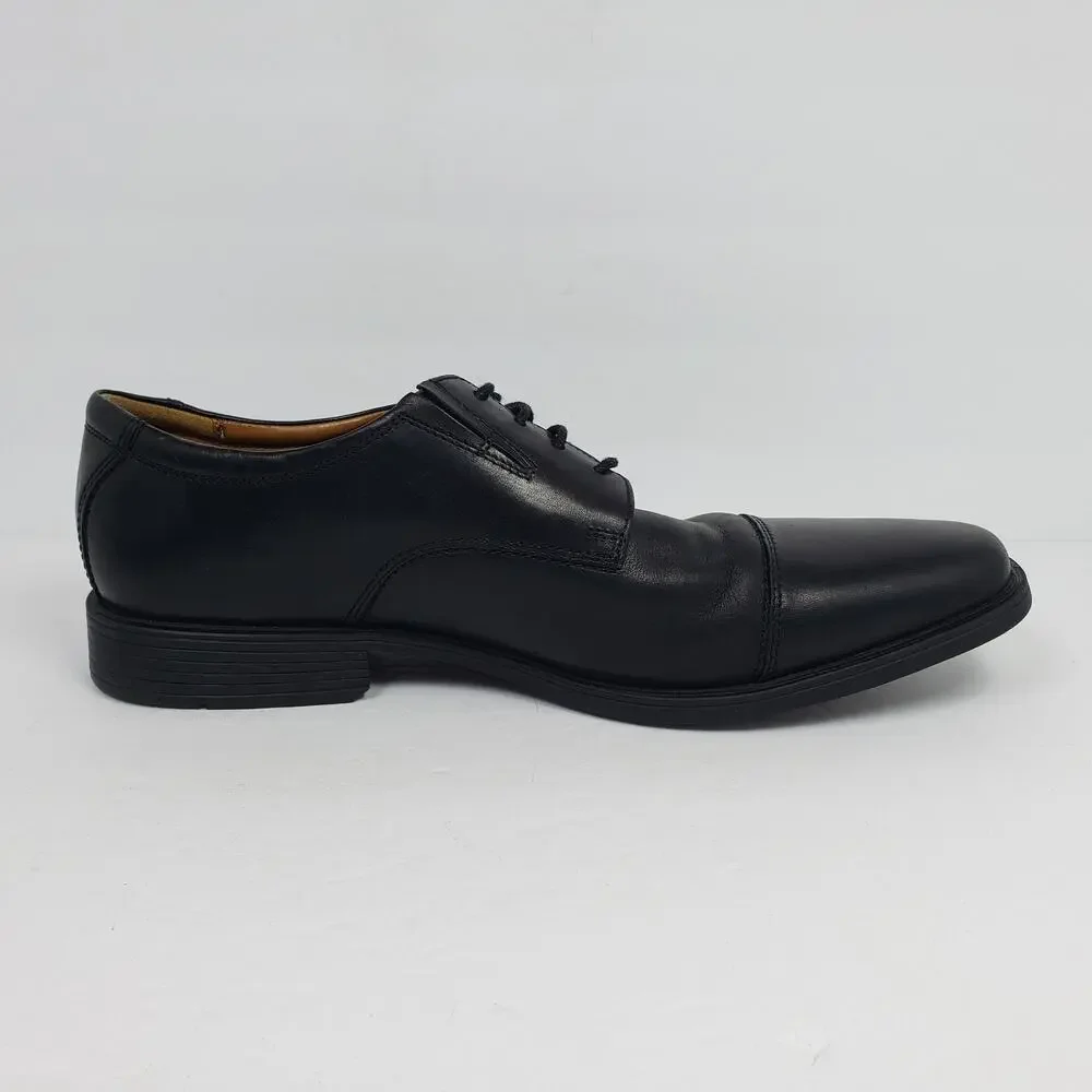Clarks Collection Tilden Mens Size 11.5 Black Leather Dress Cap Toe Oxford Shoes